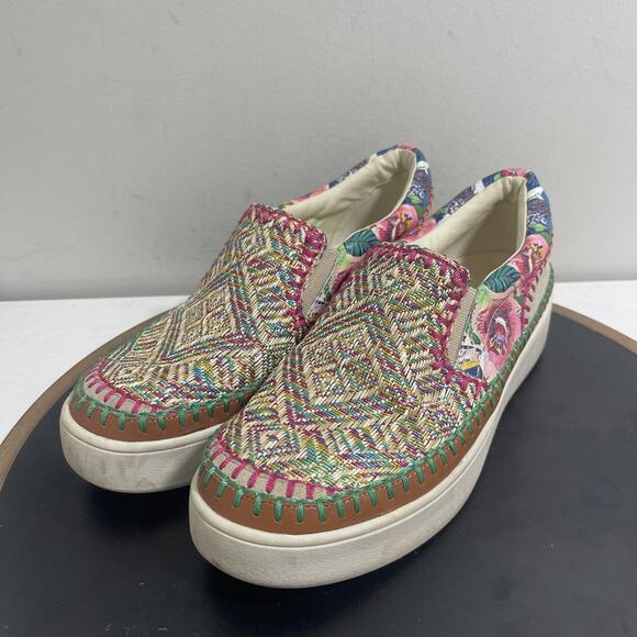 Johnny Was Shoes Womens Size 9 Medium Patchwork Slip-On Platform Floral Boho - Picture 4 of 13